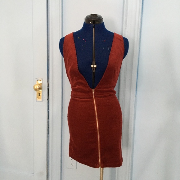 Divided Dresses & Skirts - pinafore cordoroy  Burgundy zip up dress